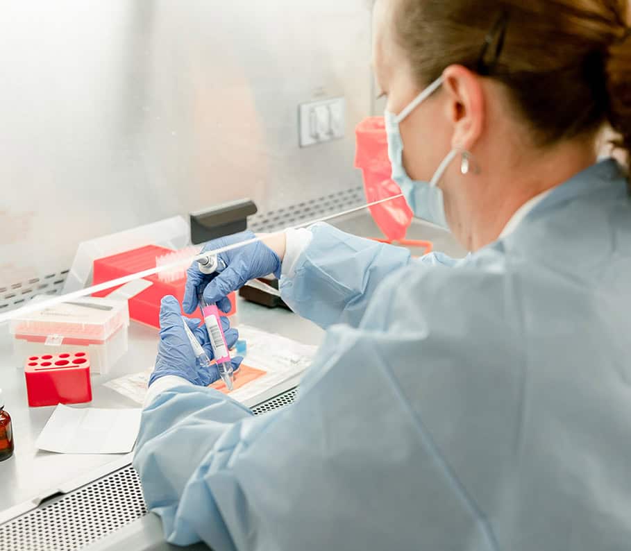 A doctor working in a lab